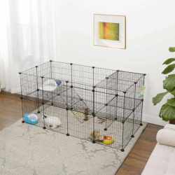 SONGMICS Tarc metalic pentru rozatoare sau alte animale mici, 2 nivele, modular, 143x73x71cm, negru
