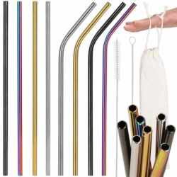 Set 8 paie metalice multicolor, reutilizabile, cu husa depozitare si perii curatat, 215x6 mm