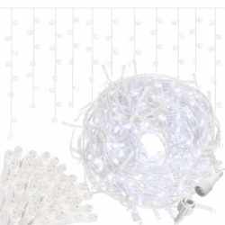 Ghirlanda luminoasa tip perdea 300 LED-uri, 12m, pentru interior/exterior, cu flash, iluminare alba