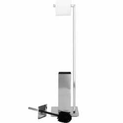 Stand cu perie WC si suport hartie igienica, inox, 75cm, argintiu