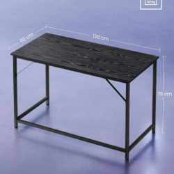 VASAGLE Birou calculator cu blat din PAL, cadru metalic, stil industrial, 120x60x75 cm, negru