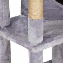 Ansamblu de joaca pentru pisici, cu loc pentru zgariat, ascuns, culcus, minge, 124cm, gri