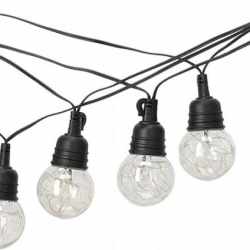 Ghirlanda luminoasa decorativa pentru exterior, alimentare la priza, 10 metri, 10 becuri LED cu iluminare calda 3000K, IP44