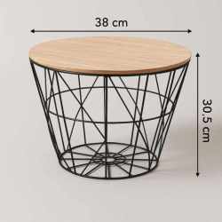 Masuta cafea rotunda Atmosphera Kumi, 38x30 cm, negru