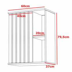 Dulap suspendat 60x37x80 cm cu 1 usa si rafturi, stil loft, finisaj craft/negru