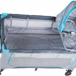 Patut pliabil cu plasa tantari si masuta de infasat, cadru otel, 126x66x77 cm, gri