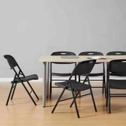Set 2 scaune pliante 44x58x83 cm, structura metal si sezut HDPE, pliabile si usoare, negru