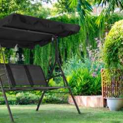 Leagan balansoar gradina Sersimo Textilene, 3 locuri, 260kg, negru
