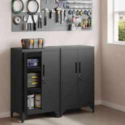SONGMICS Dulap de birou multifunctional, din otel, 2 usi cu incuietoare, 40x60x90 cm, negru