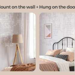 SONGMICS Dulap pentru bijuterii cu oglinda, MDF, iluminare LED, montare pe perete sau usa, 37x10x120 cm, maro rustic