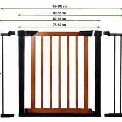 Poarta de siguranta Safety Gate pentru scari, ajustabila 96-103 cm, din otel si lemn, negru maro