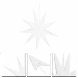 Stea decorativa 3D din hartie, cu 9 colturi, 60cm, alba