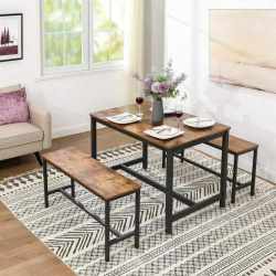 VASAGLE Set 2 banci de interior, pentru masa bucatarie, stil industrial, 108x33x50cm, maro rustic