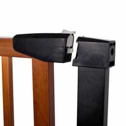 Poarta de siguranta Safety Gate pentru scari, ajustabila 83-89 cm, din otel si lemn, negru maro