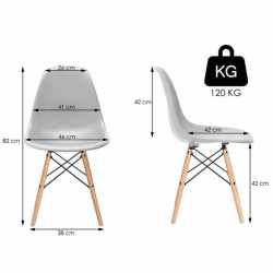 Set 4 scaune dining Scandinav pentru bucatarie, 38x42x82cm, alb
