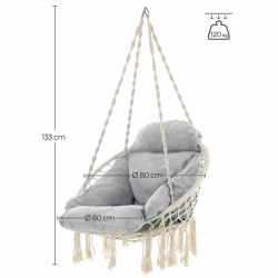 Scaun rotund Sersimo tip leagan suspendat cu perna pentru casa sau gradina, gri