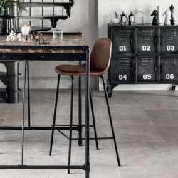 Scaun bar Atmosphera Vladi, cadru metal si lemn, 44x42x95 cm, maro