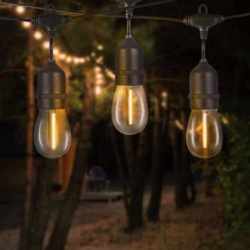 Ghirlanda luminoasa decorativa pentru exterior, alimentare la priza, 10 metri, 10 becuri LED cu iluminare calda 3000K, IP 44