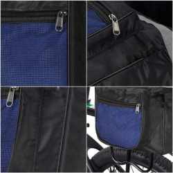 Geanta portbagaj bicicleta dubla, buzunare laterale, 32x30x28cm, negru albastru reflectorizant, 15 litri