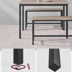 VASAGLE Masa de bar cu 2 banci, design industrial, 110x70x75cm, stejar sonoma