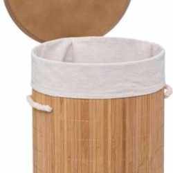 Cos rufe rotund 5Five Bambou cu capac, bambus, 48 litri, 35x50 cm, natur