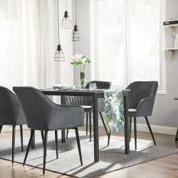 SONGMICS Scaun living tapitat din catifea cu cotiere, sarcina 110 kg, 63x60x85 cm, gri