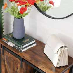 VASAGLE Comoda tip bufet cu usa glisanta si rafturi reglabile, stil industrial, 70x30x80cm, maro rusitc