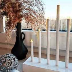 Lumanari decorative de Craciun, 7 becuri tip LED, culoare argintiu