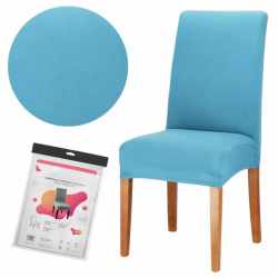 Husa pentru scaun, marime universala, poliester si spandex, albastru deschis