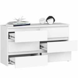 Comoda cu 6 sertare, PAL laminat, 100x35x57 cm, alb mat