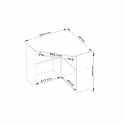 Birou de colt TED, cu rafturi si polita glisanta pentru tastatura, 80x80x74 cm, alb
