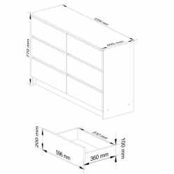Comoda cu 6 sertare, PAL laminat, 120x40x77 cm, stejar sonoma si alb mat