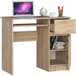 Birou computer PIKSEL, cu sertar, dulap si raft pentru tastatura, dreapta, 90x50x77 cm, stejar sonoma