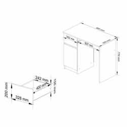 Birou computer PIKSEL, cu sertar, dulap si raft pentru tastatura, stanga, 90x50x77 cm, alb