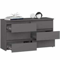 Comoda cu 6 sertare, PAL laminat, 100x35x57 cm, gri