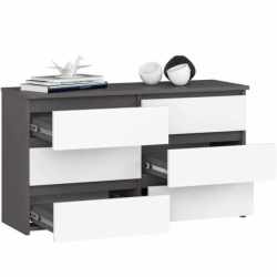 Comoda cu 6 sertare, PAL laminat, 100x35x57 cm, gri si alb