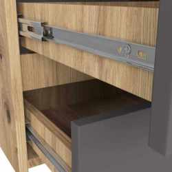 Comoda cu 6 sertare, PAL laminat, 100x35x57 cm, stejar artisan si gri