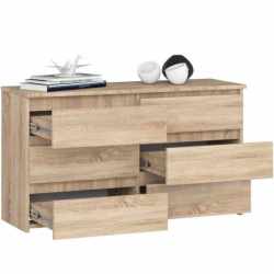 Comoda cu 6 sertare, PAL laminat, 100x35x57 cm, stejar sonoma