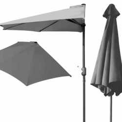 Umbrela balcon 270x250 cm, montaj pe perete, cu manivela si husa impermeabila, poliester 180g/mp, gri
