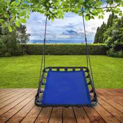 Leagan tip hamac 120x80 cm, cu rama metalica si prindere dubla, pentru gradina sau terasa, albastru