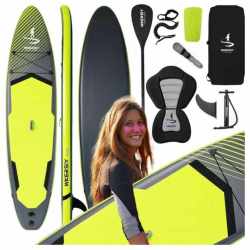 Set SUP gonflabil, 340x82x15 cm, verde – stand-up paddle, 180 kg, scaun caiac si accesorii