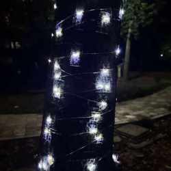 Ghirlanda luminoasa liniara, 100 LED-uri, 990cm, incarcare solara, alb rece