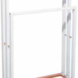 Suport prosoape 5Five Lysandre cu 3 rafturi, 55x24x82 cm, bambus alb
