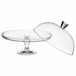 Platou tort Atmosphera Lara din sticla cu capac, diametru 32 cm, transparent