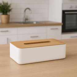 Cutie servetele 5Five Natureo cu capac detasabil, polipropilena, 26x13x9 cm, alb