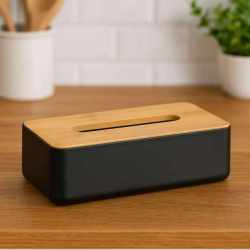 Cutie servetele 5Five Natureo cu capac detasabil, polipropilena, 26x13x9 cm, negru