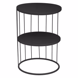 Masuta de cafea Atmosphera Kobu, metal, pe 2 nivele, 36x52 cm, negru