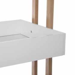 Etajera cu 4 rafturi 5Five Natureo pe roti, MDF si bambus, 40x30x88 cm, alb