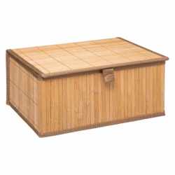 Set 3 cutii dreptunghiulare 5Five din bambus, marimi S-M-L, 32x25x16 cm, natur