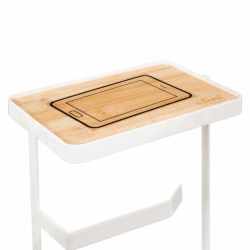 Suport hartie igienica 5Five cu raft depozitare, otel, 18x12x59 cm, alb